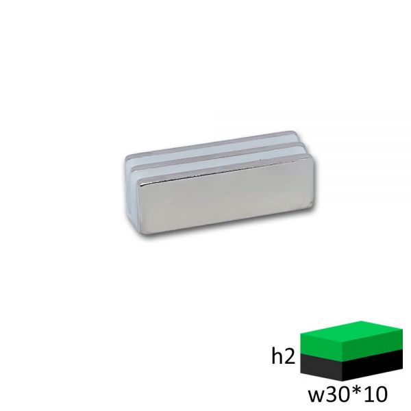 Неодимовый магнит прямоугольник 30х10х2 мм.